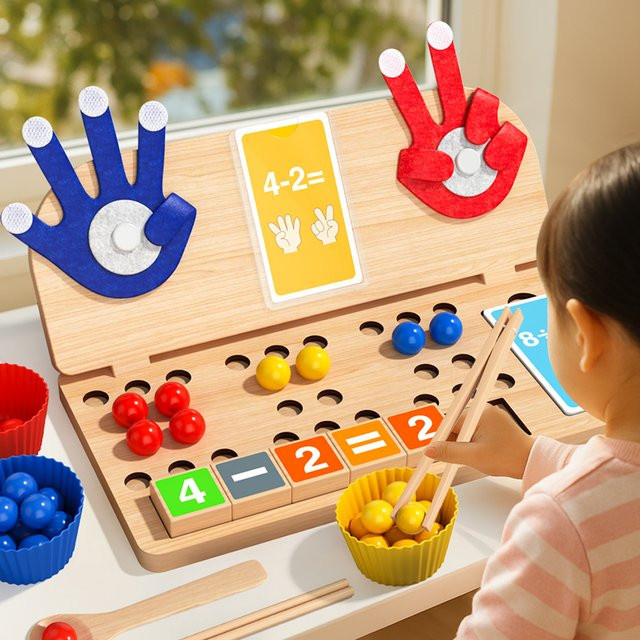 Dusan Wood Montessori-Perlen Mathematik-Lernspielzeug, Holz, Bunt / Mehrfarbig - Bild 1