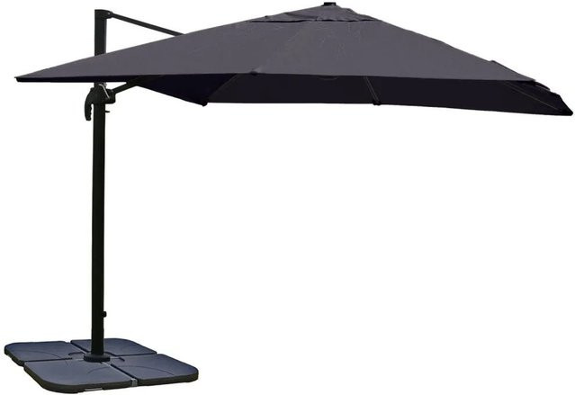 Gastronomie-Ampelschirm MCW A96 in Anthrazit mit Ständer, Material: Polyester, Alu und Stahl - Bild 2