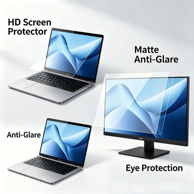 2 Stück HD Matte Anti-Glare Displayschutzfolie als Antireflexions-Augenschutzfilter für Computermonitor und Laptop, Transparent, für 11-24 Zoll - Bild 1