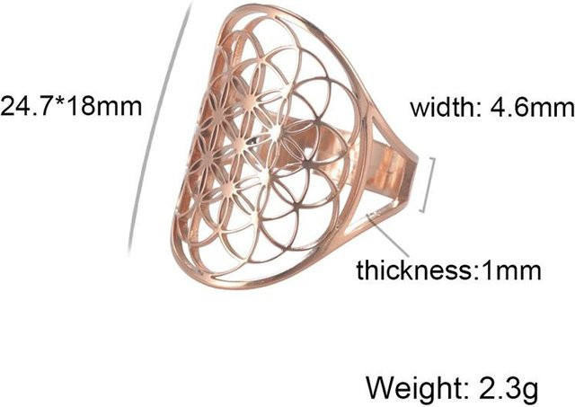 Rui Di Ring Edelstahl, Hohlblumen des Lebens, Roségold, Unisex - Bild 1