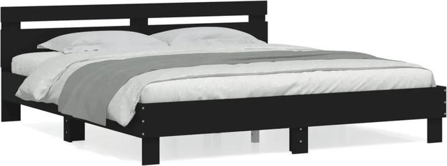 vidaXL Bettgestell mit Kopfteil aus Holzwerkstoff in Schwarz, B/T/H: 180 x 200 x 185 cm - Bild 1