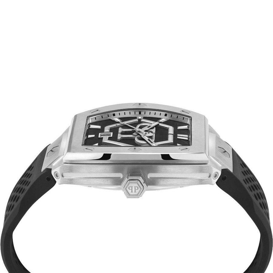 Philipp Plein Herrenuhr, Quarz, Edelstahl, Tonneau, 44 mm, Silikon, Schwarz - Bild 3