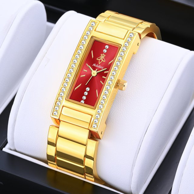 YaLaLuSi Armbanduhr Quarz, Kristall, Gold, Schwarz, Damen - Bild 1