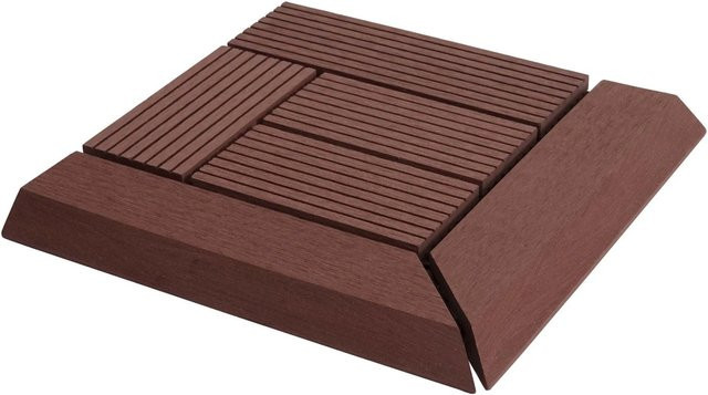 BERLINLODGE WPC Eck-Bodenfliese mit Abschluss in Coffee mit Holzoptik, B/T: 30 x 30 cm - Bild 1