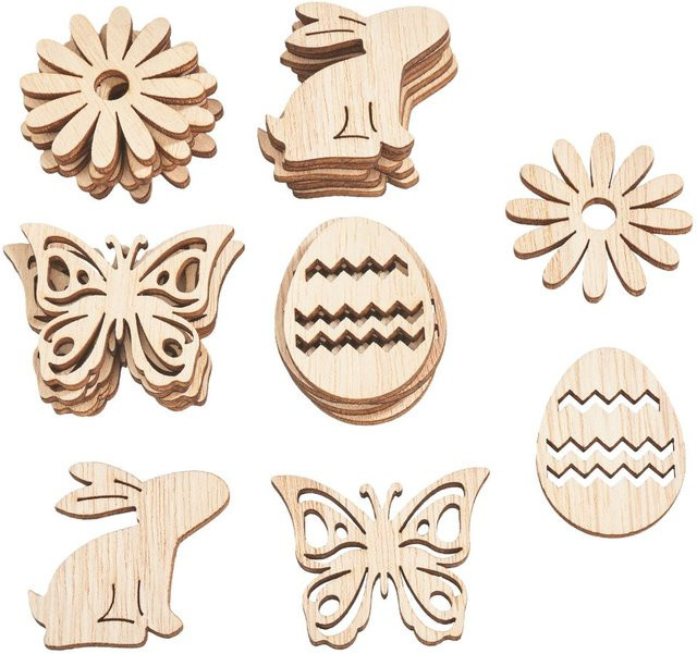 VBS Streuteile Rayen aus Sperrholz in Beige für Ostern und Frühjahr - Bild 1