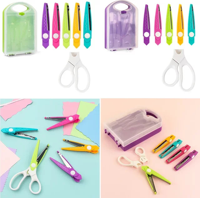 6-teiliges dekoratives Bastelschere-Set mit austauschbaren Mustern für Scrapbooking und DIY-Handwerk in Grün - Bild 1