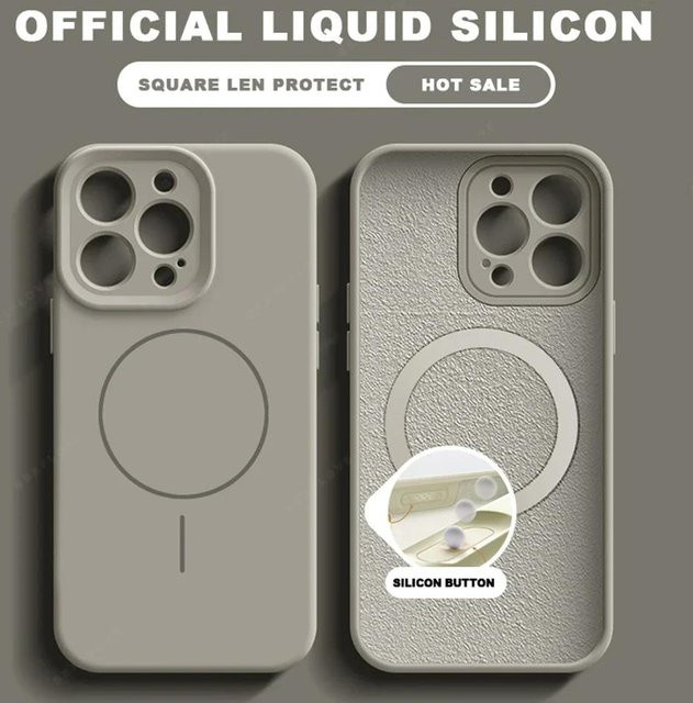 Magnetische Flüssigsilikon Handyhülle für Apple iPhone 11 bis 16 Pro Max mit MagSafe Kompatibilität in Beige - Bild 1