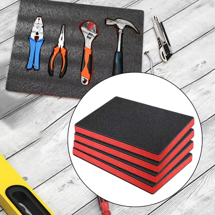 Mehrzweck EPE-Schaumstoff-Werkzeugkasteneinlagen Organizer in Schwarz und Rot, B/T/H: 103,15 x 77,42 x 12,7 cm - Bild 4