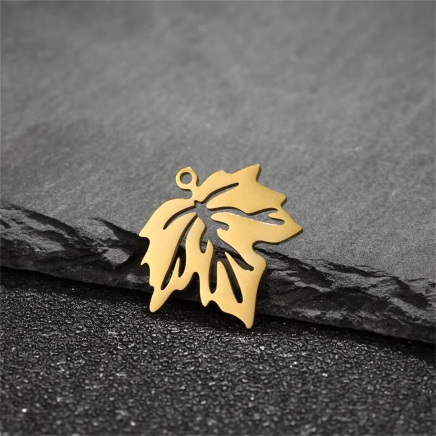 oly2u Anhänger Ahornblätter, Edelstahl, Gold, Unisex - Bild 1
