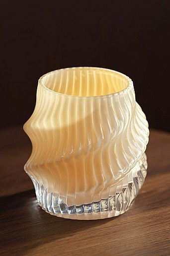 Jotex Laterne TURN modern aus Glas in Gelb und Weiß, Durchmesser: 12 cm - Bild 1