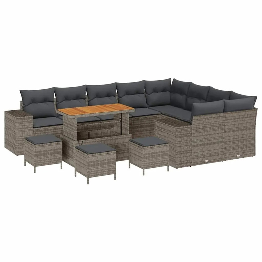 vidaXL Garten-Sofa-Set 13-tlg. in Grau mit Kissen und integriertem Stauraum - Bild 2