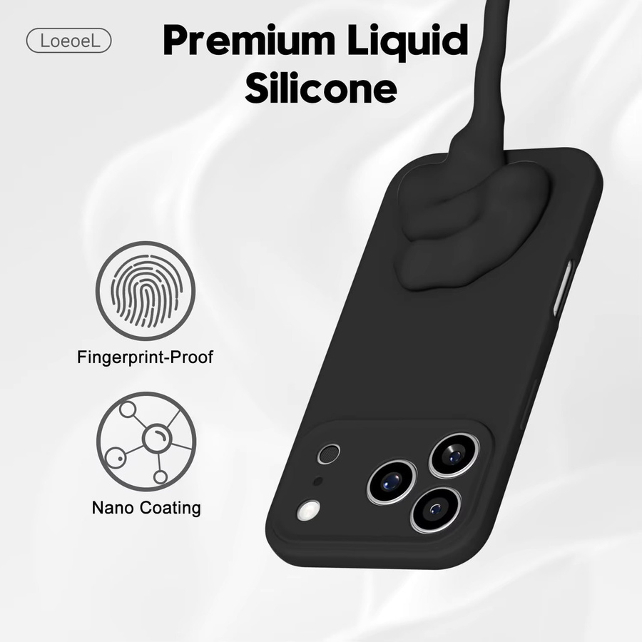 Minimalistische Flüssigsilikon Handyhülle für Apple iPhone 17 Pro Max, iPhone 17 Pro, iPhone 17 und iPhone Air in Schwarz und Lila - Bild 4