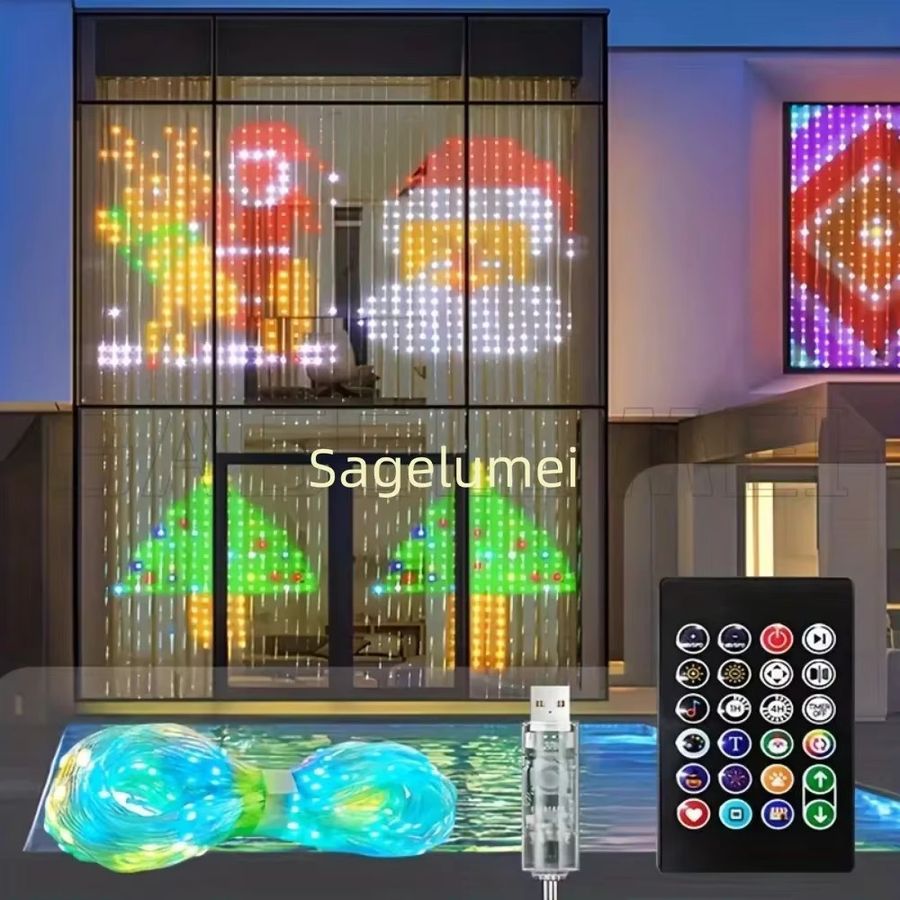 SAGE LU MEI Smart Vorhang Lichterkette mit 400 RGB LEDs und Bluetooth App-Steuerung für Musik-Display und Fensterdekoration - Bild 4