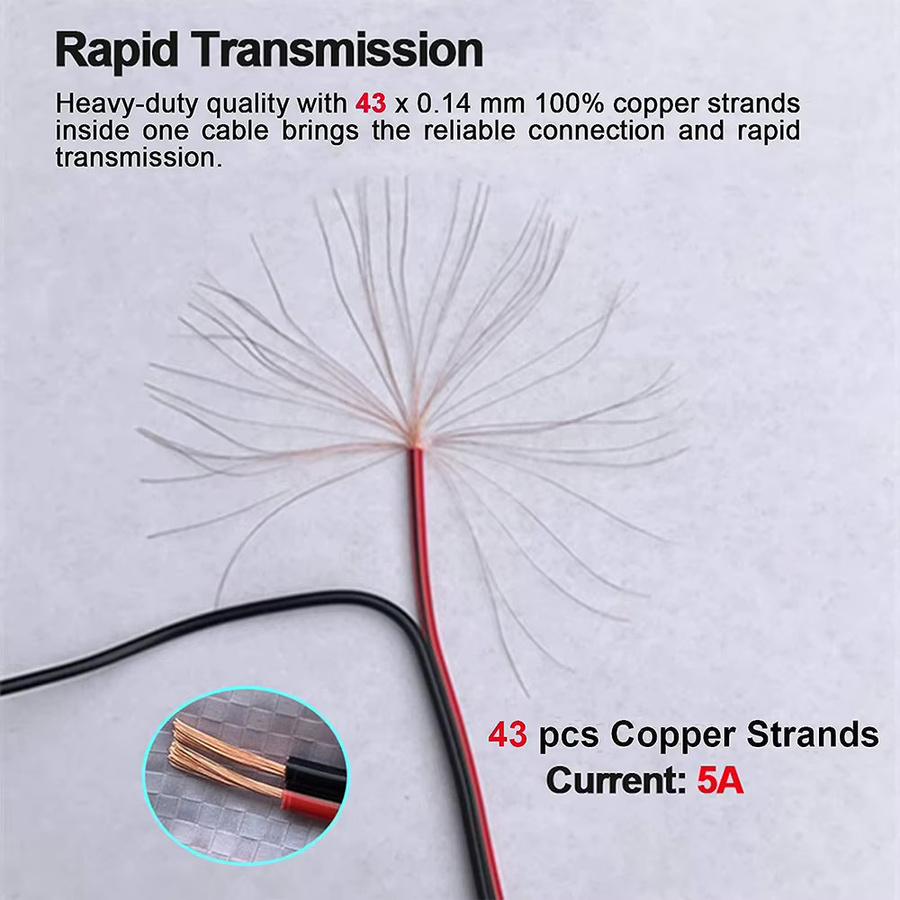 DC Power Pigtail Kabel Set mit männlichen und weiblichen Steckern 5,5 x 2,1 mm in Schwarz für CCTV Kameras und 12 V bis 24 V Anwendungen - Bild 2