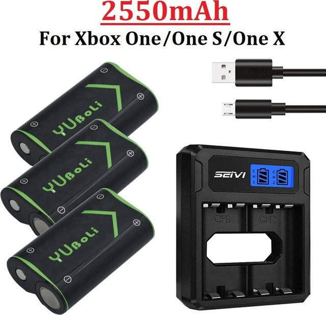 VSVAW Akku für Xbox One, Xbox One X, Xbox One S und Xbox One Elite Wireless-Controller, 2550-mAh, Schwarz - Bild 1