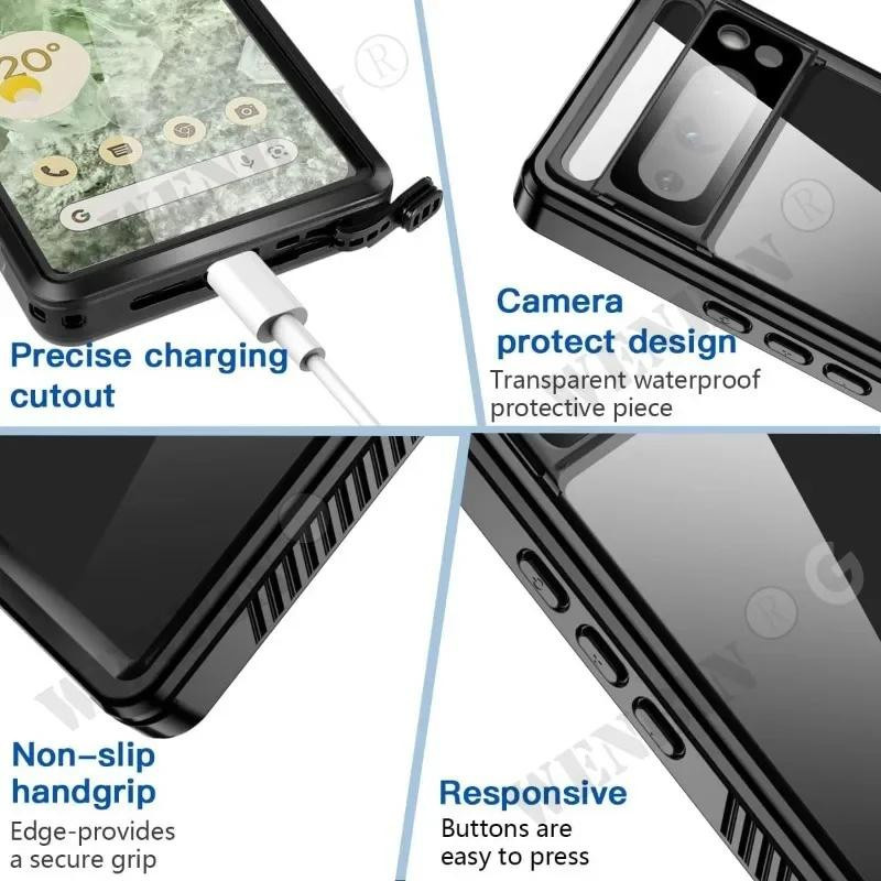 WENBIN Wasserdichte Schutzhülle für Google Pixel 9 8 7 Pro XL 7A IP68 stoßfest schwarz - Bild 3