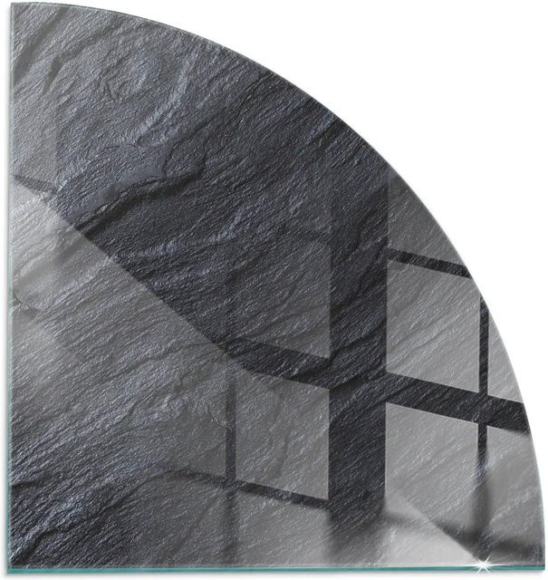 Tulup Glasplatte für Kamin mit Steinoberflächenstruktur in Schwarz, B/T: 100 x 100 cm - Bild 1