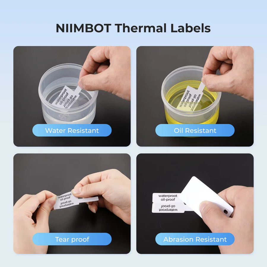 NIIMBOT Kabeletiketten für B1 B21 B2 Etikettendrucker, wasserfeste und ölbeständige Thermoaufkleber in Gelb, 1 Rolle mit 100 Etiketten, B/H: 2,54 x 7,62 cm - Bild 2