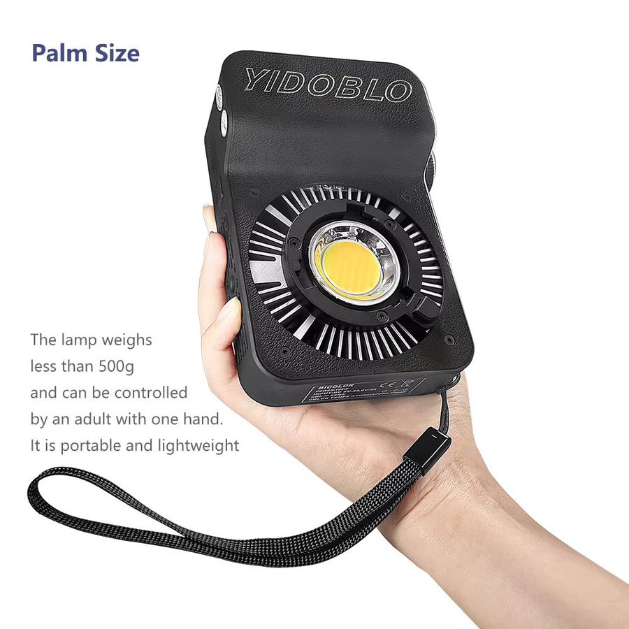 Yidoblo COB-Videoleuchte 100 W mit einstellbarer Farbtemperatur 2700–7500 K, tragbarer kontinuierlicher Lichtstrahler für Studio und Influencer, CRI95+, Schwarz - Bild 2