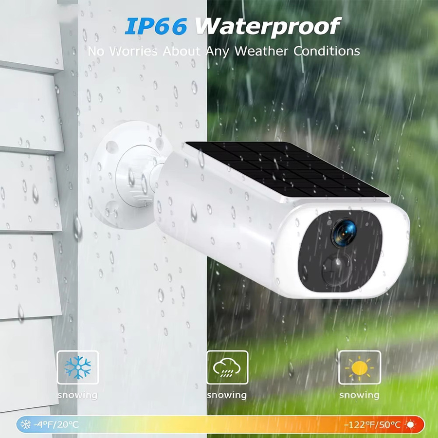 Tuya WLAN 5MP Solarkamera 2K IP-Kamera mit PIR-Bewegungserkennung und IP66-Wasserschutz, kabellos und batteriebetrieben, Farbe: Weiß - Bild 3