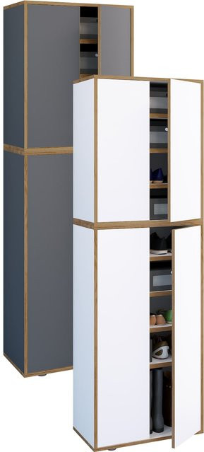 VCM Holz-Schuhschrank Salia mit 4 Drehtüren und 9 Fächern, B/T/H: 60 x 33 x 183 cm - Bild 1
