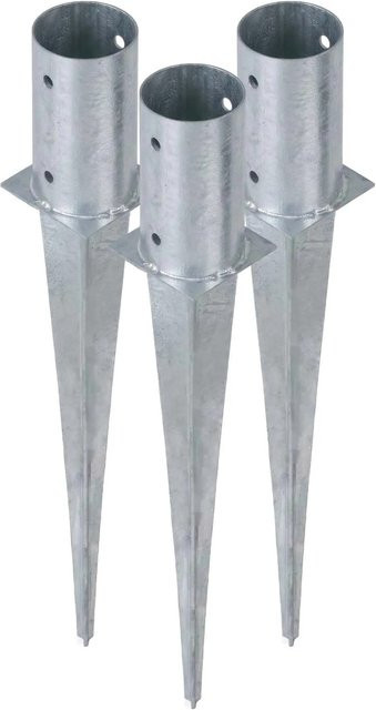 HOLLMAX 3er Set Einschlaghülsen Rund Silber Verzinkt für gefräste und teilgefräste Pfosten Durchmesser: 81 mm - Bild 1
