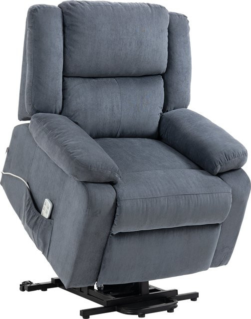 HOMCOM Relaxsessel elektrisch verstellbarer Fernsehsessel mit Liegefunktion und Fernbedienung in Grau mit Samtoptik, B/T/H: 92 x 93 x 105 cm - Bild 1