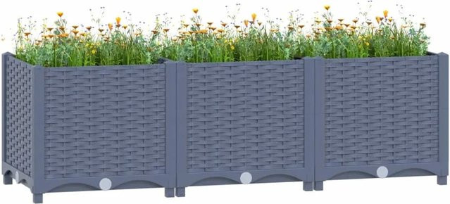 furnicato Hochbeet aus Polypropylen in Grau, B/T/H: 120 x 40 x 38 cm - Bild 1