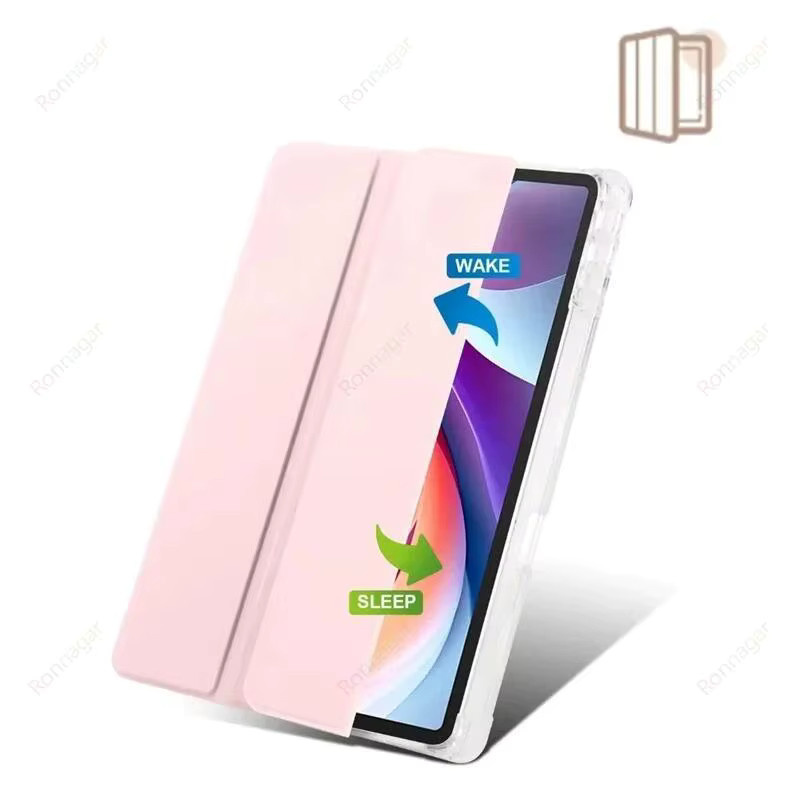 Schutzhülle für Lenovo Tab M11 11 Zoll 2024 TB330FU 2025 TB335FC mit Stifthalter, faltbar und durchscheinende Rückseite, Farben: Transparent, Grün, Pink - Bild 2