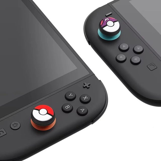 TAKARA TOMY 4er-Set Pokeball Daumenstick-Griffkappen Schutzhüllen für Nintendo Switch 2 Joy-Con und Pro Controller, Multicolor - Bild 1
