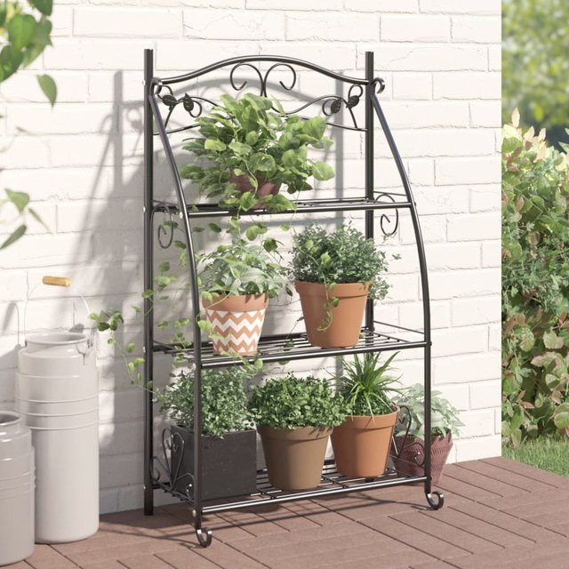 vidaXL Blumenregal aus Stahl in Schwarz, B/T/H: 56 x 30 x 96 cm - Bild 2