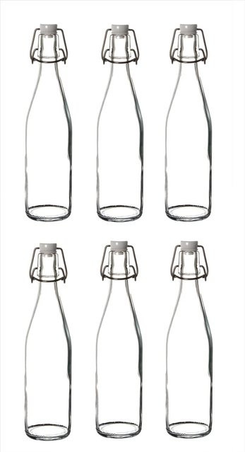 BigDean 6er Set Glasflaschen mit Bügelverschluss, transparent, 500 ml pro Flasche - Bild 1