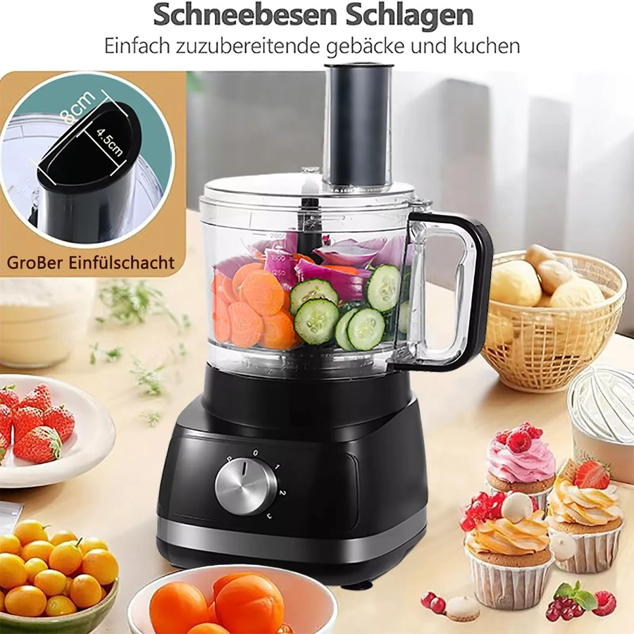 Topstrong 8-in-1 Fleischwolf Küchenmaschine mit 800W und 3 Geschwindigkeiten in Schwarz - Bild 6