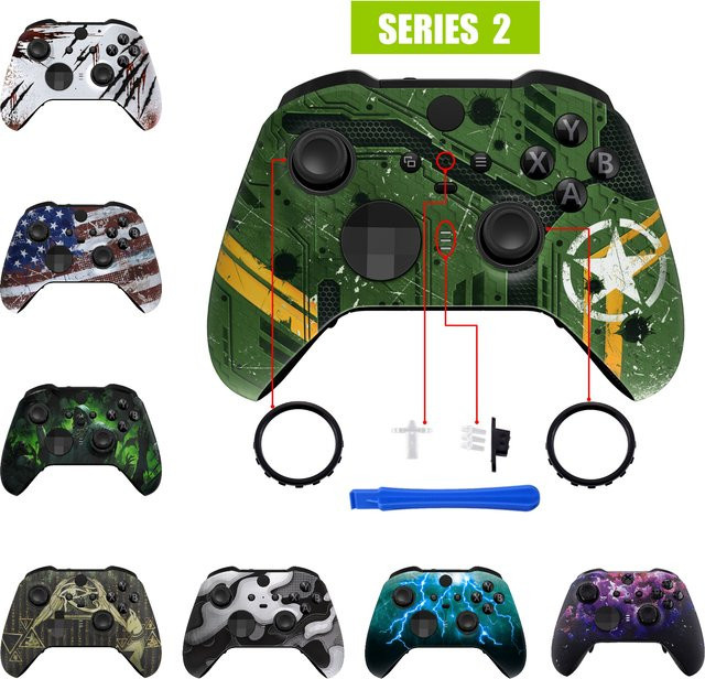 eXtremeRate Soft Touch Gemusterte Frontplatte und Frontgehäuse Shell Ersatzset für Xbox One Elite Series 2 Controller in Schwarz und Weiß - Bild 1