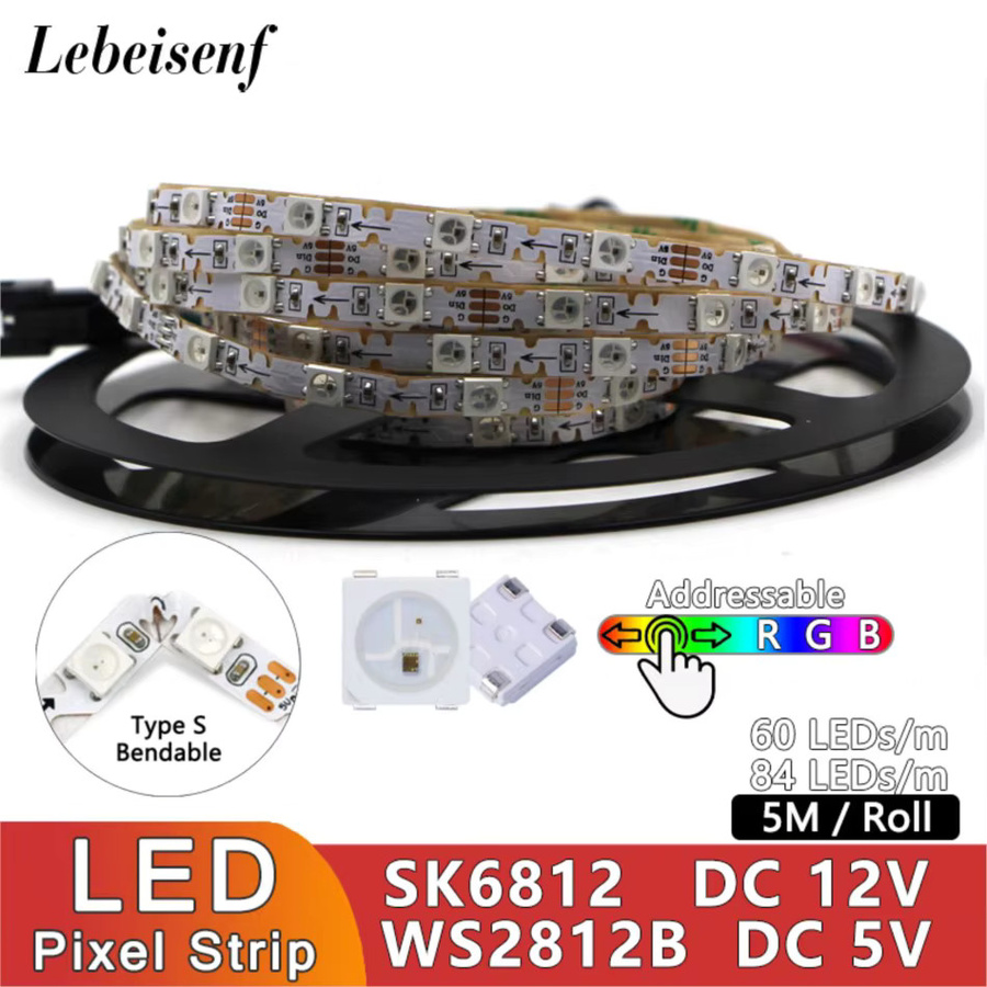 Adressierbarer RGBIC LED-Streifen lebeisenf, 5m Länge, 6mm Breite, 84 LEDs/m, SMD 3535/5050, IP20, Multicolour - Bild 2