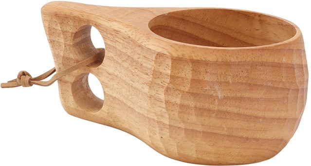 CosyHome Campingbecher aus Holz in Braun mit großem Henkel für Wanderungen - Bild 1