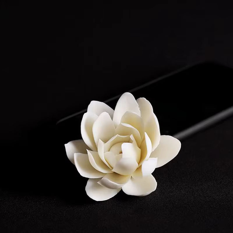 Weißer Lotus Weihrauchbrenner aus Keramik für Aromatherapie und Dekoration - Bild 2