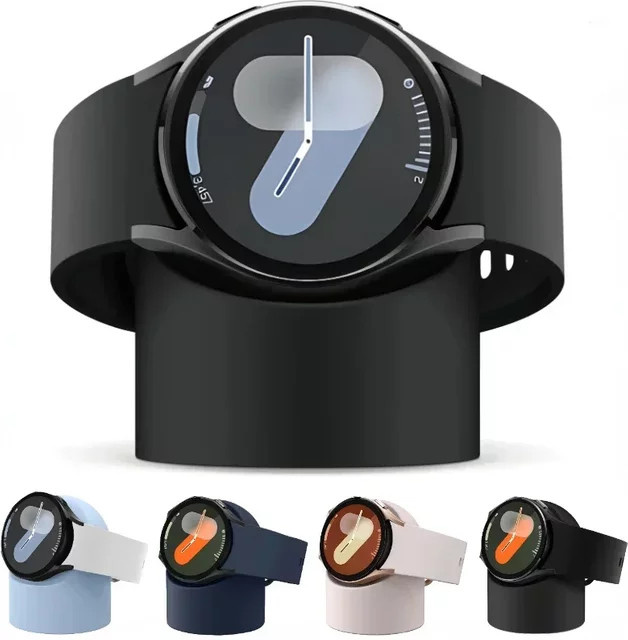 Samsung Ladehalterung Silikon, Schwarz, Galaxy Watch 8/7/6/5/Ultra - Bild 1