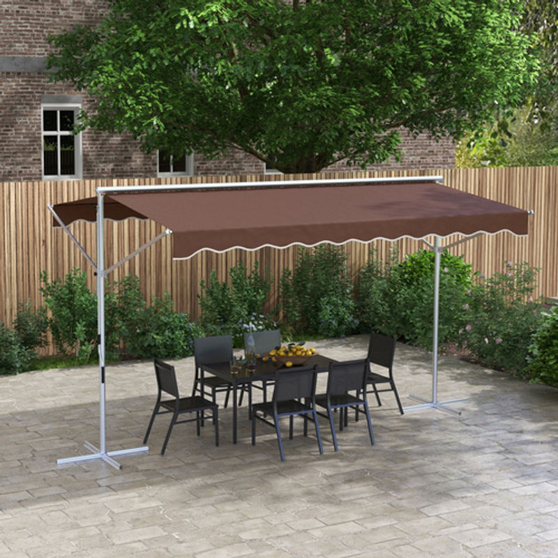 Outsunny Markise braun aus Polyester und Aluminium, B/H/L: 298 x 395 x 255 cm - Bild 5