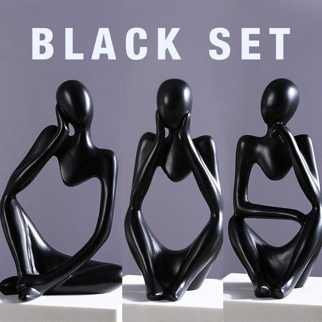 Tinika Chen Denker-Set aus Harz in Sandfarben, abstrakte Skulpturen im nordischen Design für dein Wohnzimmer oder den Schreibtisch - Bild 1