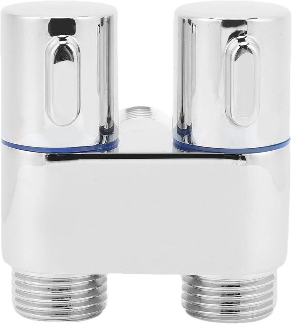 OutsideWorld Eckventil Doppelsteuerung aus Messing in Chrom, 1 In 2 Out mit G1/2 Zoll Außengewinde für Badezimmer, Toilette und Bidet - Bild 1
