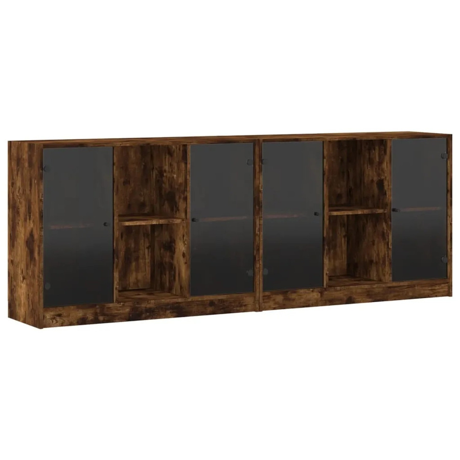 vidaXL Bücherschrank mit Glastüren in Räuchereiche, modern, Höhe: 204 cm, Breite: 37 cm, Tiefe: 75 cm - Bild 2