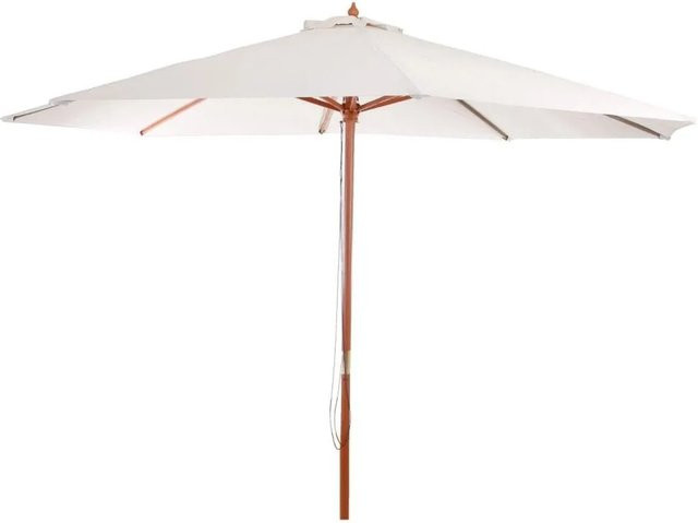 MCW Sonnenschirm Lissabon Gartenschirm aus Polyester und Holz in Creme mit Ø 3,5m und UPF 50 - Bild 1