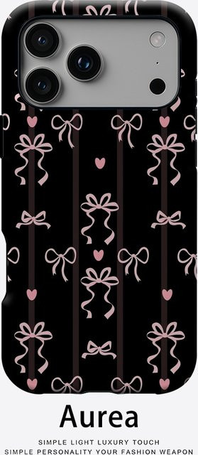 Potdemiel Magnetische Handyhülle mit Schleifen-Design in Schwarz und Rosa für iPhone 17 16 15 14 13 Pro Max Plus, robuste doppelschichtige Schutzhülle - Bild 1