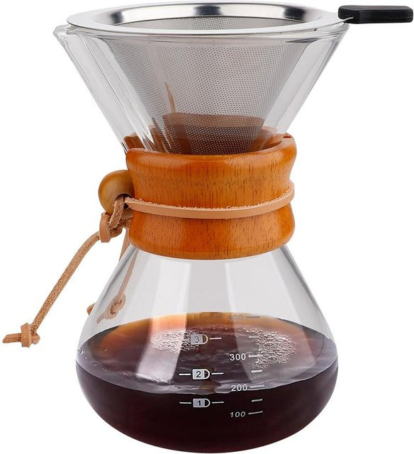 OutsideWorld Kaffeekanne aus Borosilikatglas, transparent, 400 ml, Pour Over Kanne für handgebrühten Kaffee - Bild 1