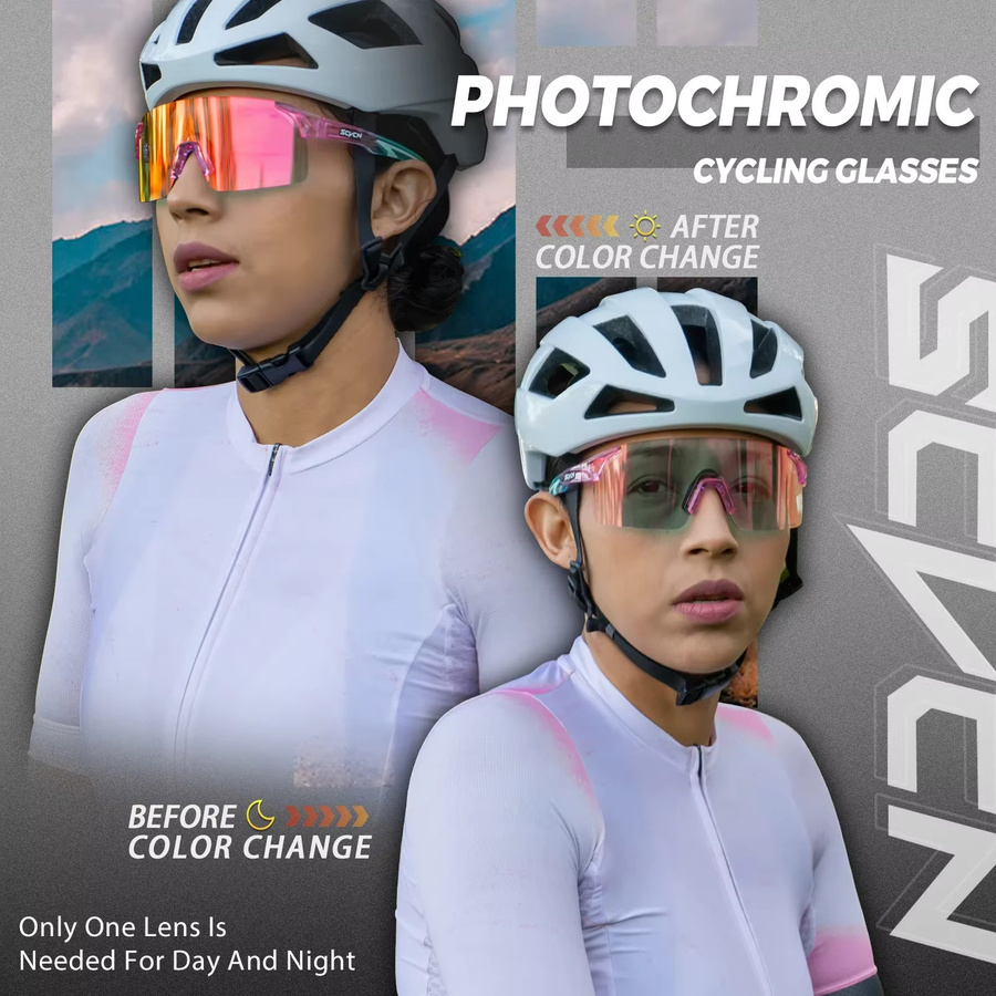 SCVCN Sportsonnenbrille, Photochrom, Unisex, Kunststoff - Bild 3