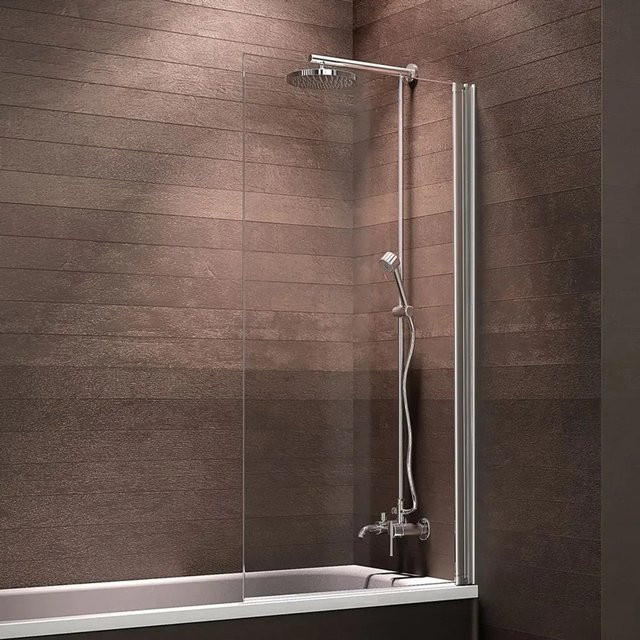 Schulte Badewannenfaltwand Komfort 1-teilig aus Glas in Transparent/Beige ohne Bohren B: 69,5 cm, H: 130 cm - Bild 1