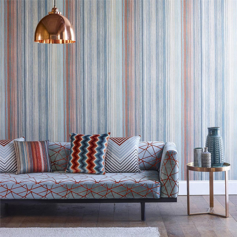 Harlequin Tapete Spectro Stripe in Petrol, Blau und Multicolour mit abstraktem Streifenmuster aus Vinyl und Papier - Bild 1