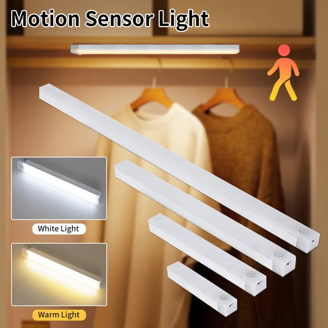 Aamasun LED Schrankleuchte mit Bewegungsmelder, USB wiederaufladbares Nachtlicht in Weiß, Warmweiß - Bild 1