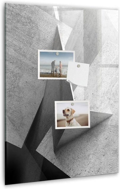 Tulup Magnetische Glassboard Beschreibbare Magnettafel Geometrische Abstraktion Schwarz Grau B: 60 cm, H: 40 cm - Bild 1